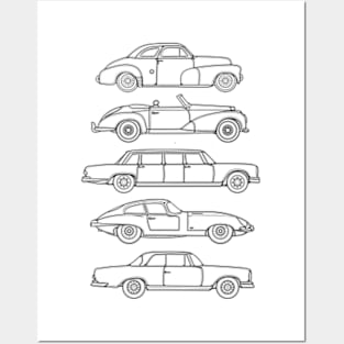 Line Art Classic Cars Posters and Art